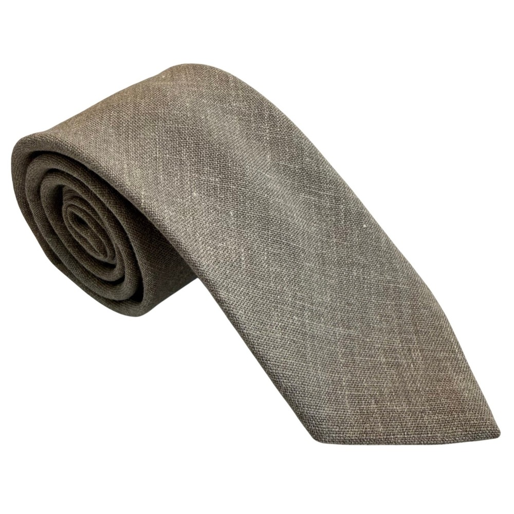 Cambridge Classics Tie Mens OS Skinny Taupe Gray Textured Rayon Vintage USA